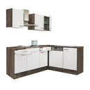 Yorki 220 sarok konyhabútor yorki tölgy korpusz,selyemfényű fehér fronttal