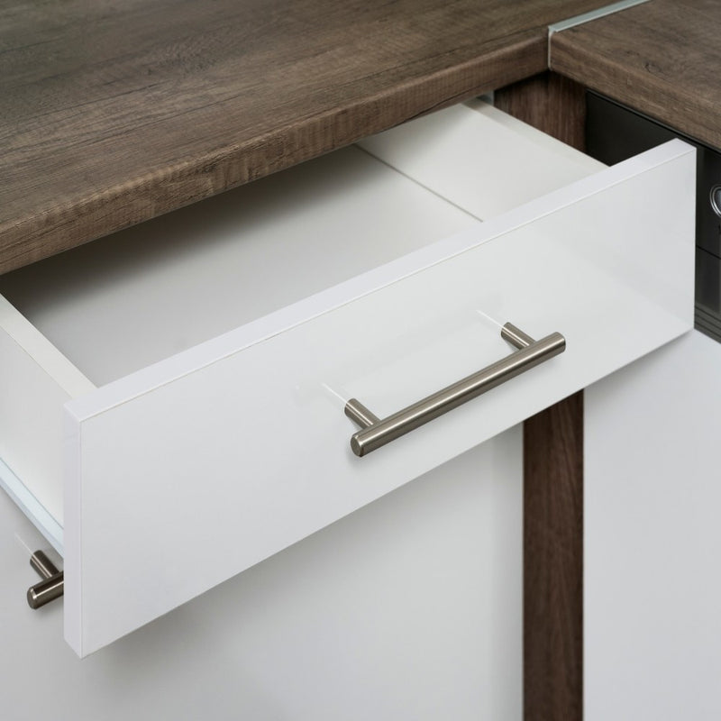 Yorki 220 sarok konyhabútor yorki tölgy korpusz,selyemfényű fehér fronttal