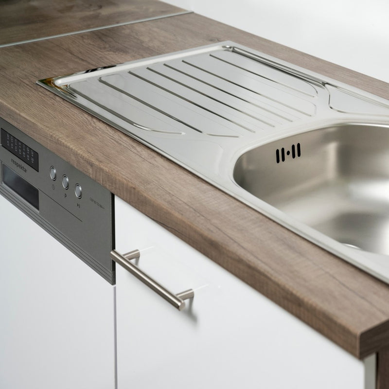 Yorki 220 sarok konyhabútor yorki tölgy korpusz,selyemfényű fehér fronttal