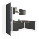 Yorki 280 sarok konyhabútor fehér korpusz,selyemfényű antracit fronttal alulagyasztós hűtős szekrénnyel