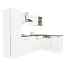 Yorki 280 sarok konyhabútor fehér korpusz,selyemfényű fehér fronttal polcos szekrénnyel
