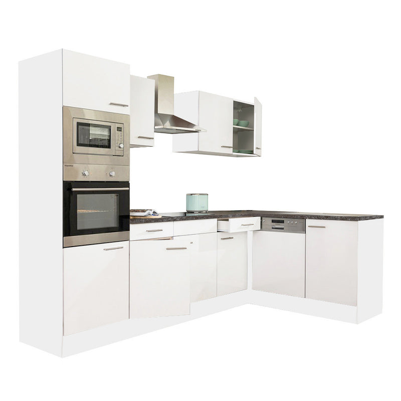 Yorki 280 konyhabútor fehér korpusszal, selyemfényű fehér fronttal