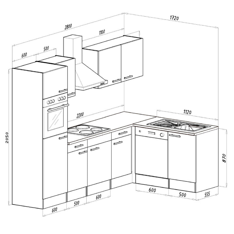 Yorki 280 konyhabútor fehér korpusszal, selyemfényű fehér fronttal