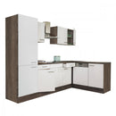 Yorki 280 sarok konyhabútor yorki tölgy korpusz,selyemfényű fehér fronttal polcos szekrénnyel