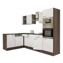 Yorki 280 sarok konyhabútor yorki tölgy korpusz, selyemfényű fehér fronttal