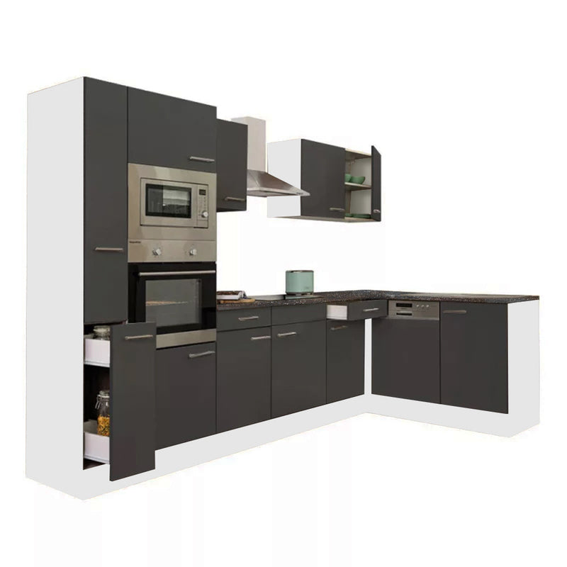 Yorki 310 sarok konyhabútor fehér korpusz,selyemfényű antracit fronttal