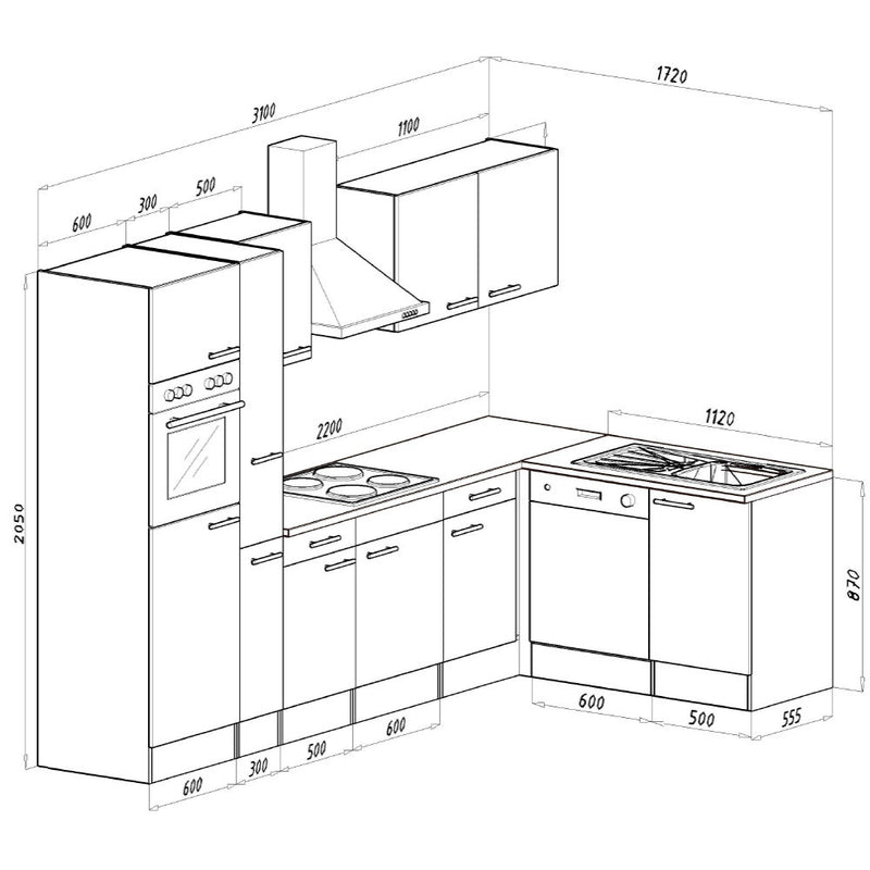 Yorki 310 sarok konyhabútor fehér korpusz,selyemfényű fehér fronttal