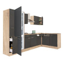 Yorki 310 sarok konyhabútor sonoma tölgy korpusz,selyemfényű antracit fronttal alulagyasztós hűtős szekrénnyel