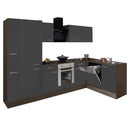 Yorki 310 sarok konyhabútor yorki tölgy korpusz,selyemfényű antracit front alsó sütős elemmel polcos szekrénnyel