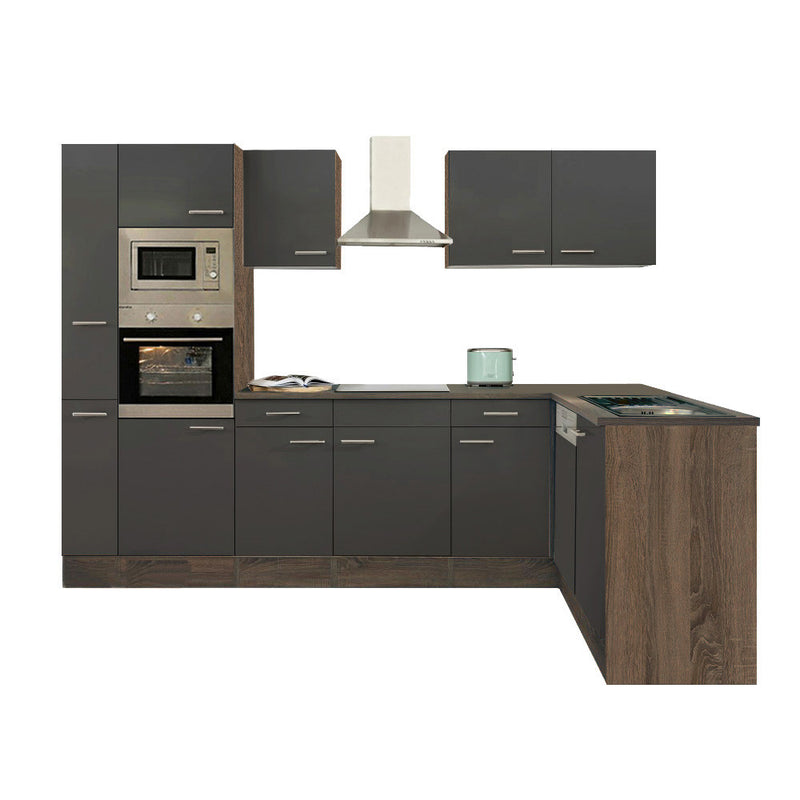 Yorki 310 sarok konyhabútor yorki tölgy korpusz,selyemfényű antracit fronttal