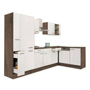 Yorki 310 sarok konyhabútor yorki tölgy korpusz,selyemfényű fehér fronttal polcos szekrénnyel