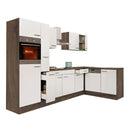 Yorki 310 sarok konyhabútor yorki tölgy korpusz,selyemfényű fehér fronttal