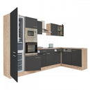 Yorki 340 sarok konyhabútor sonoma tölgy korpusz,selyemfényű antracit fronttal alulagyasztós hűtős szekrénnyel