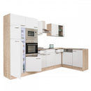 Yorki 340 sarok konyhabútor sonoma tölgy korpusz,selyemfényű fehér fronttal