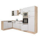 Yorki 340 sarok konyhabútor sonoma tölgy korpusz,selyemfényű fehér fronttal