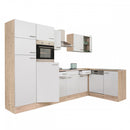 Yorki 340 sarok konyhabútor sonoma tölgy korpusz,selyemfényű fehér fronttal