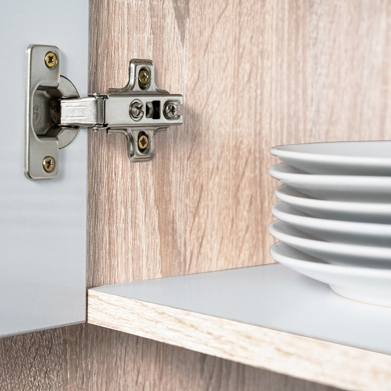 Yorki 340 sarok konyhabútor sonoma tölgy korpusz,selyemfényű fehér fronttal