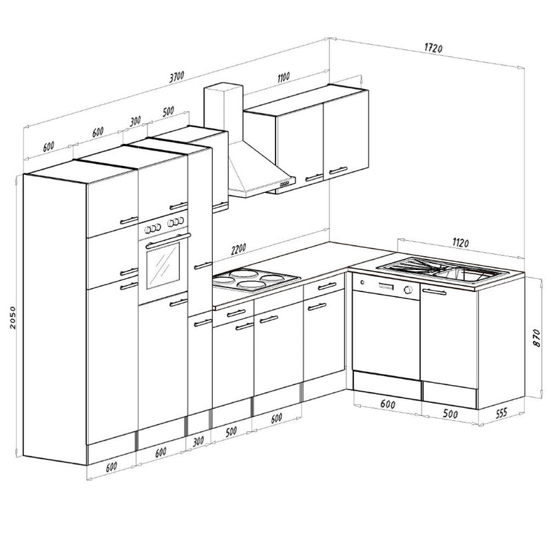 Yorki 370 sarok konyhabútor fehér korpusz,selyemfényű fehér fronttal