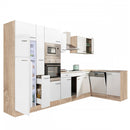Yorki 370 sarok konyhabútor sonoma tölgy korpusz,selyemfényű fehér fronttal