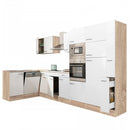 Yorki 370 sarok konyhabútor sonoma tölgy korpusz,selyemfényű fehér fronttal