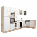 Yorki 370 sarok konyhabútor sonoma tölgy korpusz,selyemfényű fehér fronttal