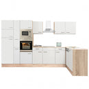 Yorki 370 sarok konyhabútor sonoma tölgy korpusz,selyemfényű fehér fronttal