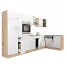 Yorki 370 sarok konyhabútor sonoma tölgy korpusz,selyemfényű fehér fronttal