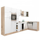 Yorki 370 sarok konyhabútor sonoma tölgy korpusz,selyemfényű fehér fronttal