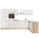 Yorki 370 sarok konyhabútor sonoma tölgy korpusz,selyemfényű fehér fronttal