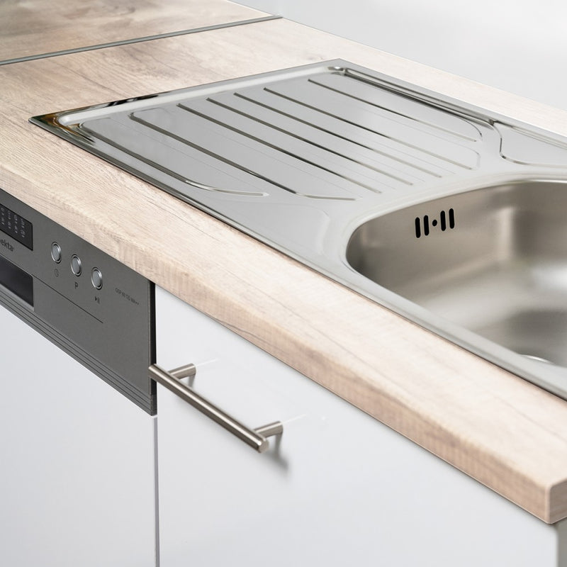 Yorki 370 sarok konyhabútor sonoma tölgy korpusz,selyemfényű fehér fronttal