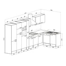 Yorki 430 sarok konyhabútor sonoma tölgy korpusz,selyemfényű antracit fronttal felülfagyasztós hűtős szekrénnyel