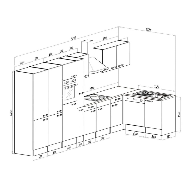 Yorki 430 sarok konyhabútor sonoma tölgy korpusz,selyemfényű fehér fronttal alulagyasztós hűtős szekrénnyel