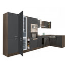 Yorki 430 sarok konyhabútor yorki tölgy korpusz,selyemfényű antracit fronttal alulagyasztós hűtős szekrénnyel