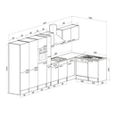 Yorki 430 sarok konyhabútor yorki tölgy korpusz,selyemfényű antracit fronttal alulagyasztós hűtős szekrénnyel