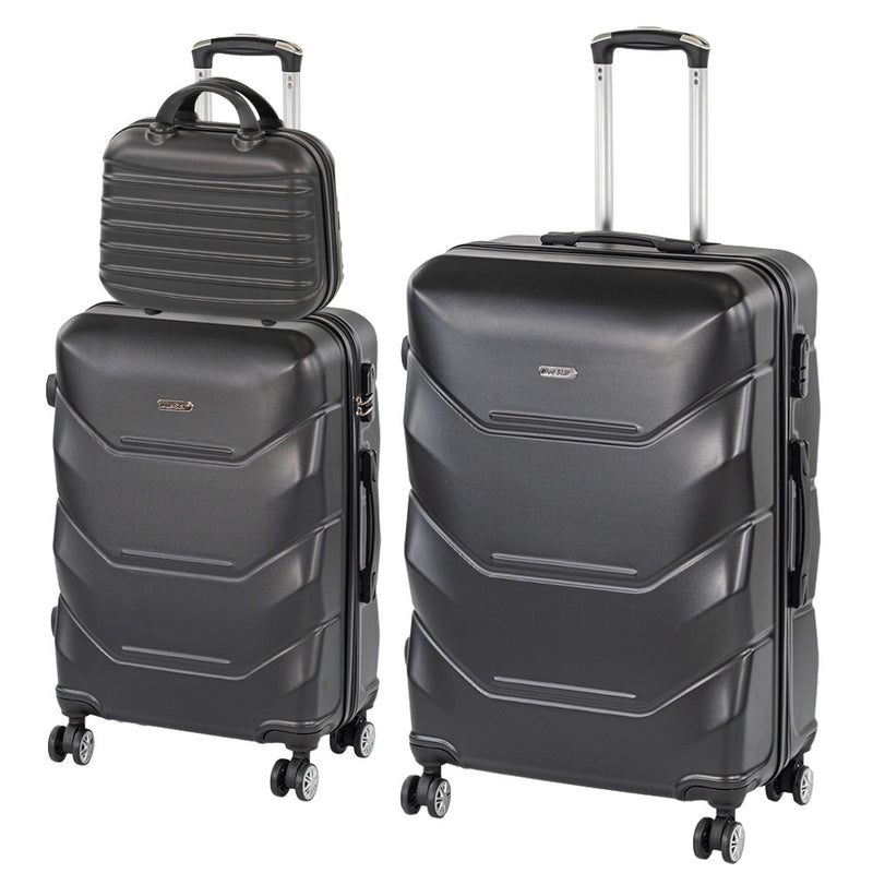 TraveLux Max X gurulós bőrönd szett fekete