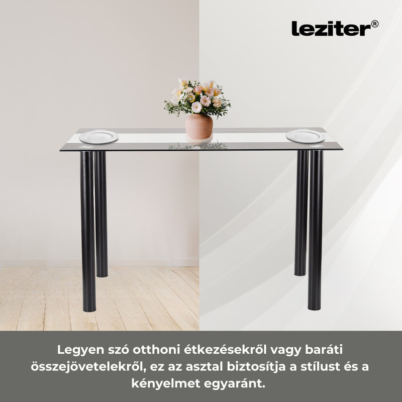 Riona 140 cm szögletes üveg étkezőasztal fekete