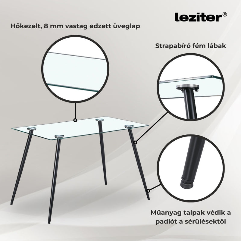 Nash 4+1 étkező garnitúra szürke-fekete