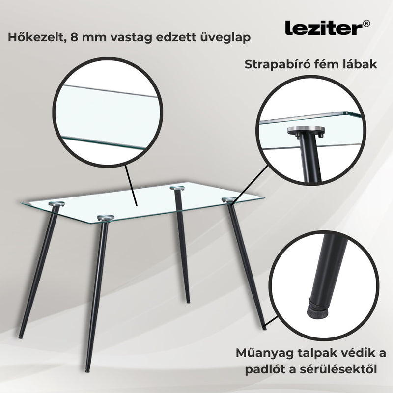 Alen 4+1 étkező garnitúra fekete-szürke
