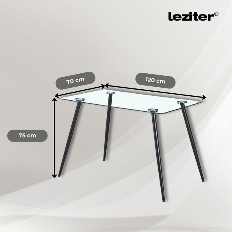 Lana 120 cm szögletes üveg étkezőasztal fekete