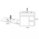 Luna 60 alsó fürdőszoba bútor mosdóval, Rauna szil-Fehér