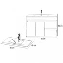 Luna 80 alsó fürdőszoba bútor mosdóval, Rauna szil-Fehér