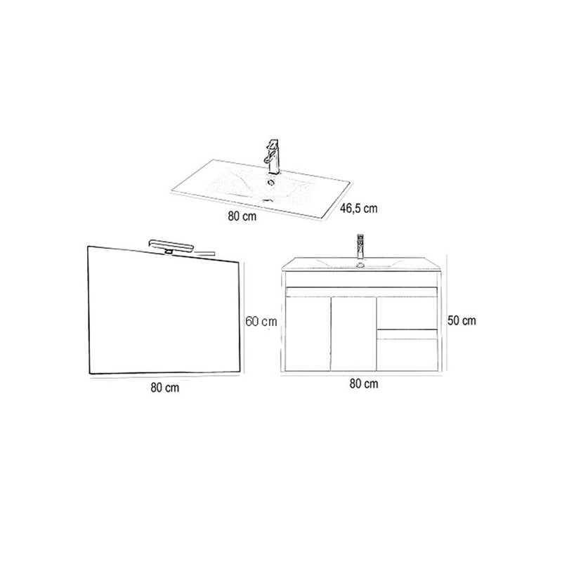 Luna Prime 80 komplett fürdőszobabútor fehér