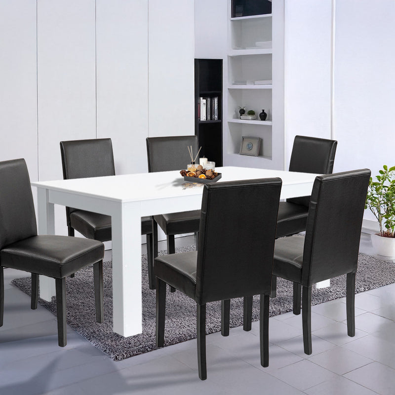 Leon 6+1 étkező garnitúra fehér-fekete