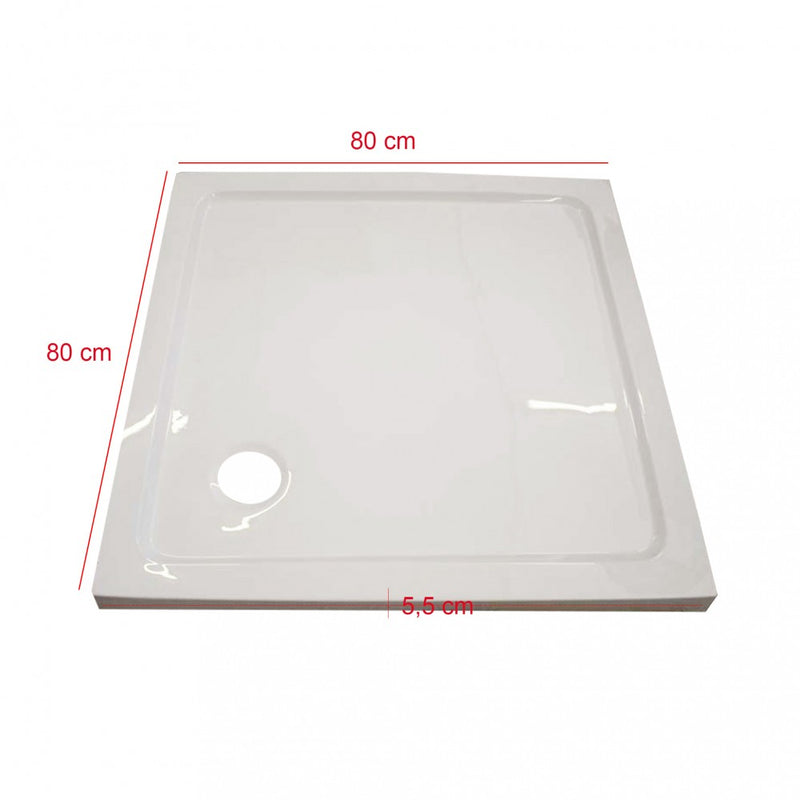 Modena Slim szögletes alacsony akril zuhanytálca, 80x80x5,5 cm-es méretben