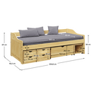 Ágy tárolóhellyel, természetes, tömörfa, 90x200, MAXI NEW