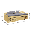 Ágy tárolóhellyel, természetes, tömörfa, 90x200, MAXI NEW