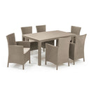 Meliowa 6 fős kerti bútor garnitúra, cappuccino színben, homok párnával