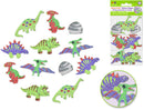 Dekorgumi, öntapadós, csillogó, dinoszauruszok, 12 db-os