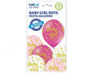 Baby Girl Dots léggömb, lufi 6 db-os 12 inch (30cm), J-MLG002935