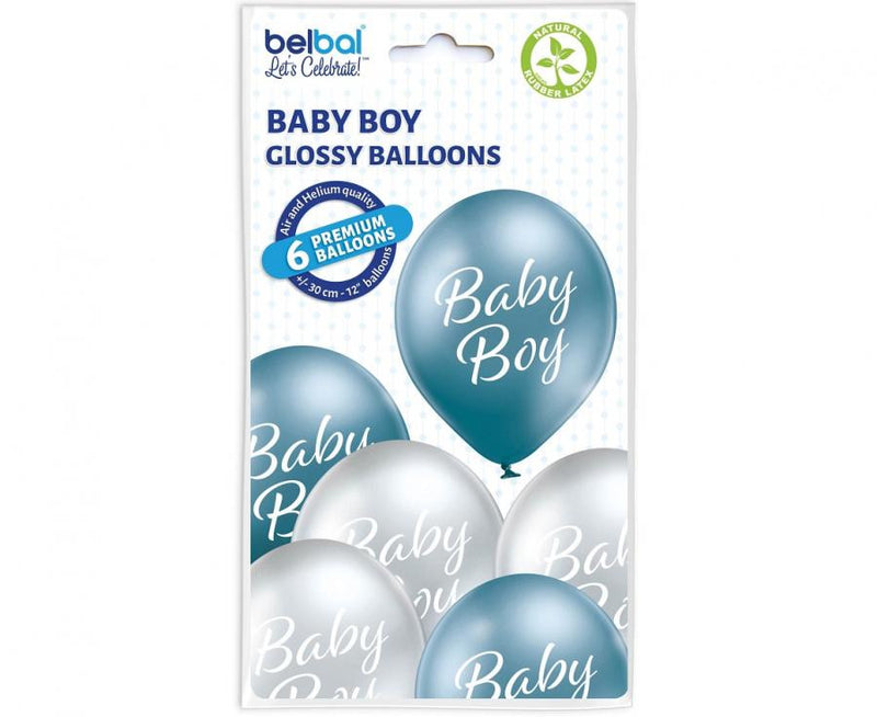 Baby Boy léggömb, lufi 6 db-os 12 inch (30cm), J-MLG065084